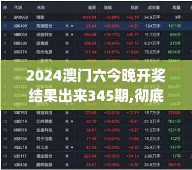 2024澳门六今晚开奖结果出来345期,彻底解答解释落实_4DM6.340